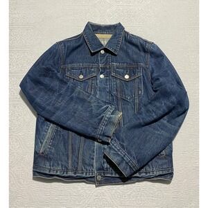Gap 1969 Denim Trucker Jacket Sherpa Lined Quilted Men's Size S Blue‎